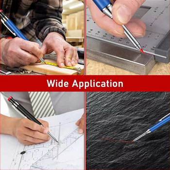 Комплект метални масивни дърводелски моливи за маркер за дълбоки дупки с пълнители за маркиране Инструмент за маркиране Дървообработващи механични моливи с дълбоки дупки