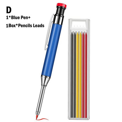 Μεταλλικό Σετ μολυβιών μασίφ ξυλουργού για μαρκαδόρο βαθιάς τρύπας με οπές επαναπλήρωσης εργαλείο σήμανσης ξυλουργικά μηχανικά μολύβια βαθιάς τρύπας