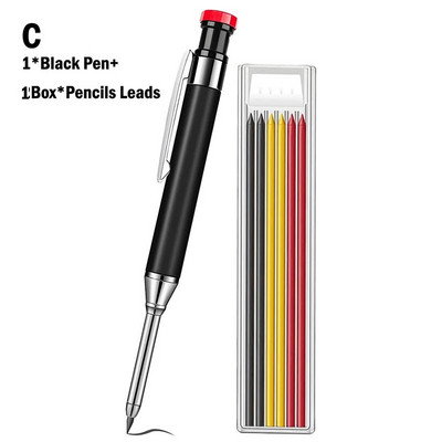 Μεταλλικό Σετ μολυβιών μασίφ ξυλουργού για μαρκαδόρο βαθιάς τρύπας με οπές επαναπλήρωσης εργαλείο σήμανσης ξυλουργικά μηχανικά μολύβια βαθιάς τρύπας