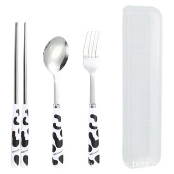 Φοιτητικά μαχαιροπίρουνα Πιρούνι Κουτάλια Chopsticks Σετ τριών τεμαχίων Φορητό σετ σερβίτσιο σερβίτσιο ταξιδιού Κουζίνα σετ κουταλιού και πιρουνιού