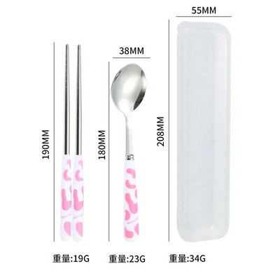 Diák evőeszköz Villa Kanál Evőpálcika Három részes készlet Hordozható utazási étkészlet Konyhai étkészlet Kanál és villa készlet