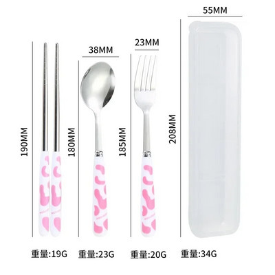 Diák evőeszköz Villa Kanál Evőpálcika Három részes készlet Hordozható utazási étkészlet Konyhai étkészlet Kanál és villa készlet