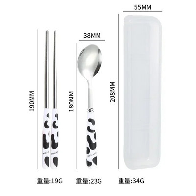 Diák evőeszköz Villa Kanál Evőpálcika Három részes készlet Hordozható utazási étkészlet Konyhai étkészlet Kanál és villa készlet