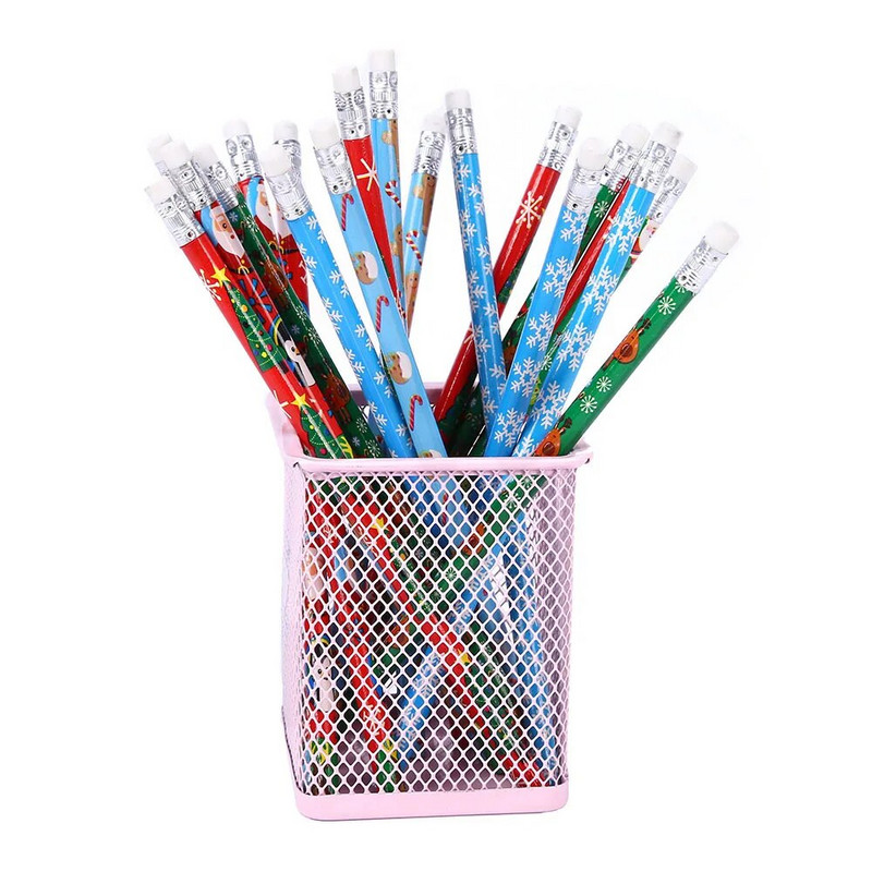 10gab Ziemassvētku tēmas koka zīmulis HB melns, netoksisks gleznojums rakstīšanai standarta zīmulis jauks kancelejas piederumi, skolas piederumi