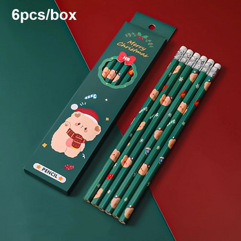 6τμχ Χριστουγεννιάτικο μολύβι κινουμένων σχεδίων Ξύλινο μολύβι γραφής ζωγραφικής για παιδιά Μπομπονιέρες Χριστουγεννιάτικου πάρτι Χριστουγεννιάτικα δώρα Ανταμοιβές Goodie Fillers