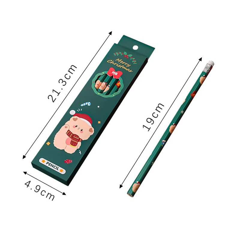 6 gab Karikatūras Ziemassvētku zīmulis Koka zīmēšanas rakstīšanas zīmulis bērniem Ziemassvētku ballītei Ziemassvētku dāvanas Balvas Labumu pildvielas