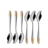 6 vnt. paauksuoti stalo įrankių rinkiniai nerūdijančio plieno indai Peilis šakutės arbatos šaukšteliai sidabriniai indai Virtuvė Namai Aukštos kokybės stalo įrankiai