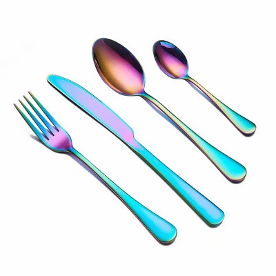 Spklifey melns galda piederumu komplekts nerūsējošā tērauda melns galda piederumu komplekts Rainbow vakariņu galda piederumu komplekts kāzu sudraba trauku komplekts