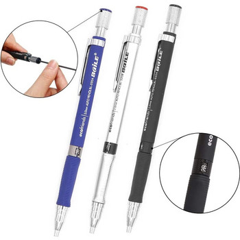 EZONE 10 PCS 2mm Mechanical Pencil Set Drafting Pencil for Art Drawing Writing Sketching Construction With 72Refills Black Color