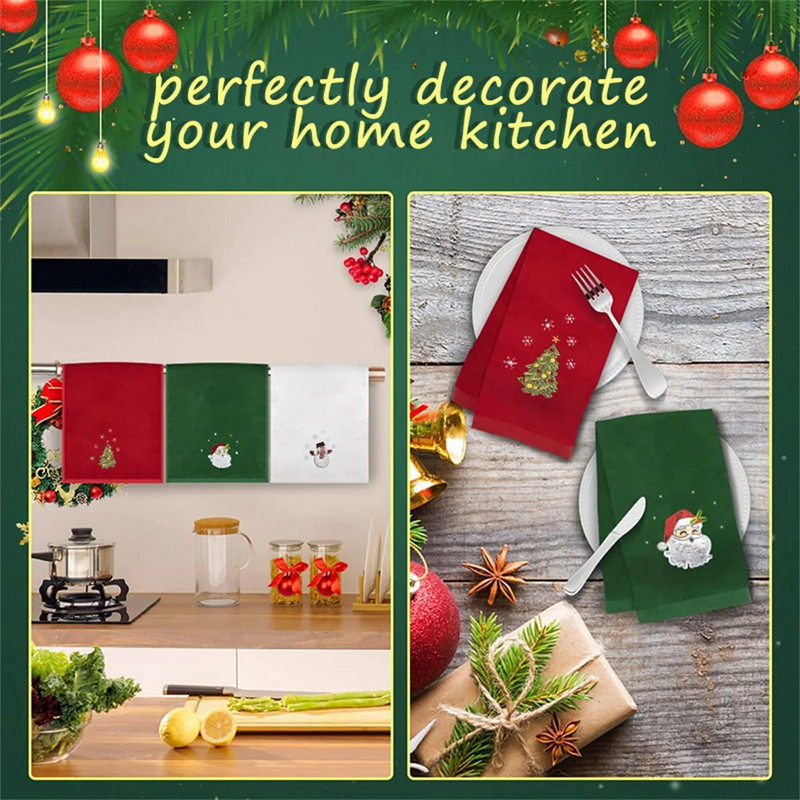 2023. gada Jaungada dvieļu klasisks masīvs Ziemassvētku eglīte/Sniegavīrs/Ziemassvētku vecītis ar izšuvumu vannas dvielis 45x30cm Ziemassvētku roku dvieļu komplekts