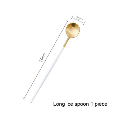 Matinis baltas auksas 18/10 nerūdijančio plieno Prabangūs stalo įrankiai Stalo reikmenys Peilis Kavos šaukštas Šakutė Valgomojo lazdelės Stalo reikmenų rinkinys Galima plauti indaplovėje