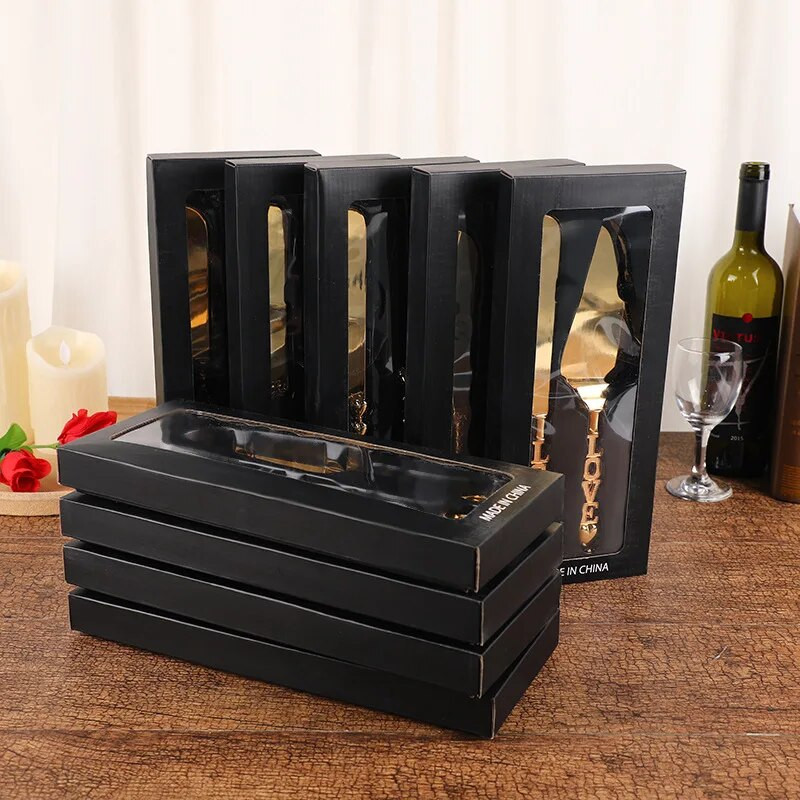 2 vnt./rinkinys Širdies formos rankenėlė torto pjaustyklė Auksinė tortų kastuvas Peilis Vakarėlis Maisto gaminimas Kepimas Tortų skirstytuvas Vestuvinio torto peilio serverio rinkinys