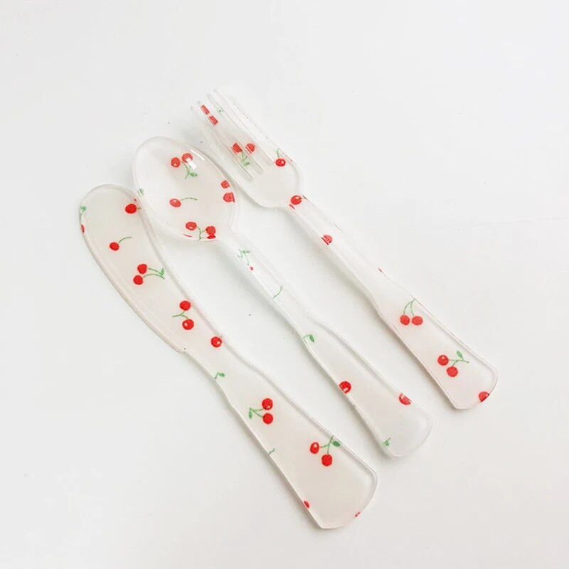 1 rinkinys prancūziško stiliaus Retro languotas desertinis šaukštas ir šakutė plastikinis arbatos kavos maišymo šaukštas Vintage gėrimų stalo indai Gėlės arbatiniai šaukšteliai