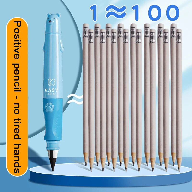 Bērniem krāsains neierobežots rakstīšanas mūžīgais zīmulis 0,5 mm bez tintes pildspalvas multfilmas lāču krāsošanas piederumi, jaunums kancelejas piederumu skola