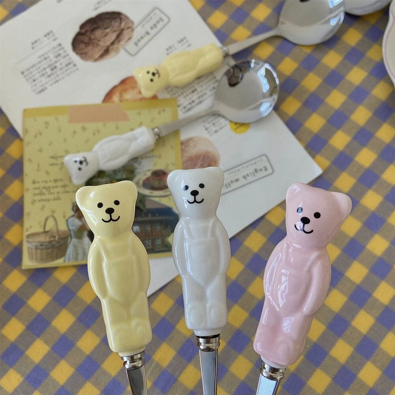 304 Nerūsējošā tērauda kafijas karote arbūzs saldējums karote tējas karote deserta karote dakša bērniem radošs galda piederumu komplekts