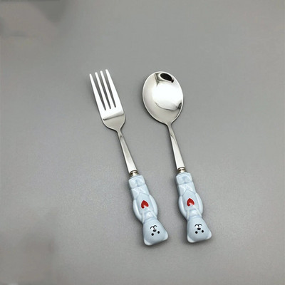 2 gab. Nerūsējošā tērauda galda piederumu komplekts Korejiešu jauks deserta karotes dakšiņas trauku komplekts kafijas karotes sirds radošs virtuves priekšmets