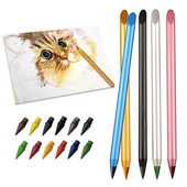 13 gab. Metāla mūžīgais zīmulis skices rīks 12 krāsu uzgaļi Skolas mākslas glezna Krāsains beztintes zīmulis Neierobežots rakstīšanas skaits, jauki piederumi