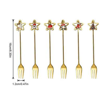 6gab/komplekts Ziemassvētku karotes Ziemassvētku nerūsējošā tērauda pārnēsājams ceļojumu galda trauks Ziemassvētku eglīte Ziemassvētku vecīša zupa maisīšanas deserta karotes