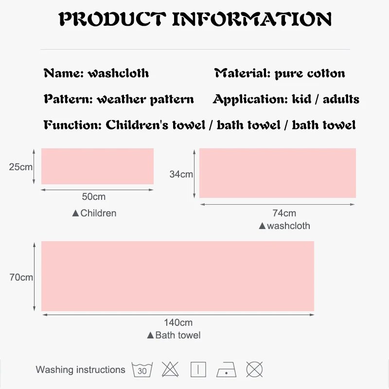 Gyermek törölköző háztartási pamut kis törölköző hímzés Időjárás Gyermek törölköző tiszta pamut nedvszívó arctörlő pamut törölköző