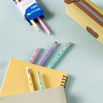Deli 12 PCS/Box Графитен молив HB 4 цвята Калъф Ученици Художествени материали EC025-HB