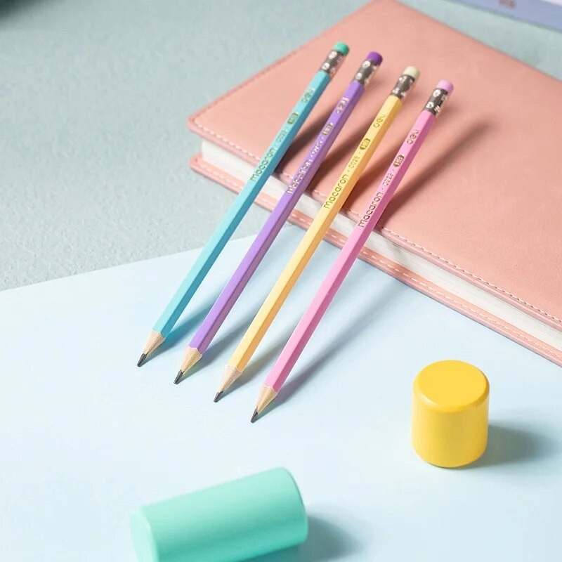 „Deli“ 12 vnt./dėžutė Grafitinis pieštukas HB 4 spalvų dėklas, mokyklinės dailės reikmenys EC025-HB