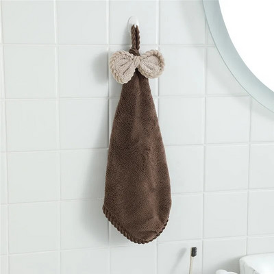 Coral Velvet Bowknot Μαλακές πετσέτες χεριών Μπάνιου Παχυμένες πετσέτες μικροϊνών απορροφητικά κουρέλια καθαρισμού Πανιά κουζίνας για το σπίτι