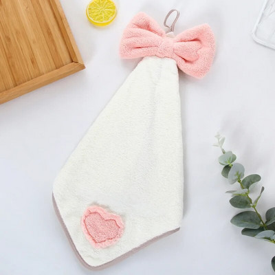 Coral Velvet Bowknot Μαλακές πετσέτες χεριών Μπάνιου Παχυμένες πετσέτες μικροϊνών απορροφητικά κουρέλια καθαρισμού Πανιά κουζίνας για το σπίτι