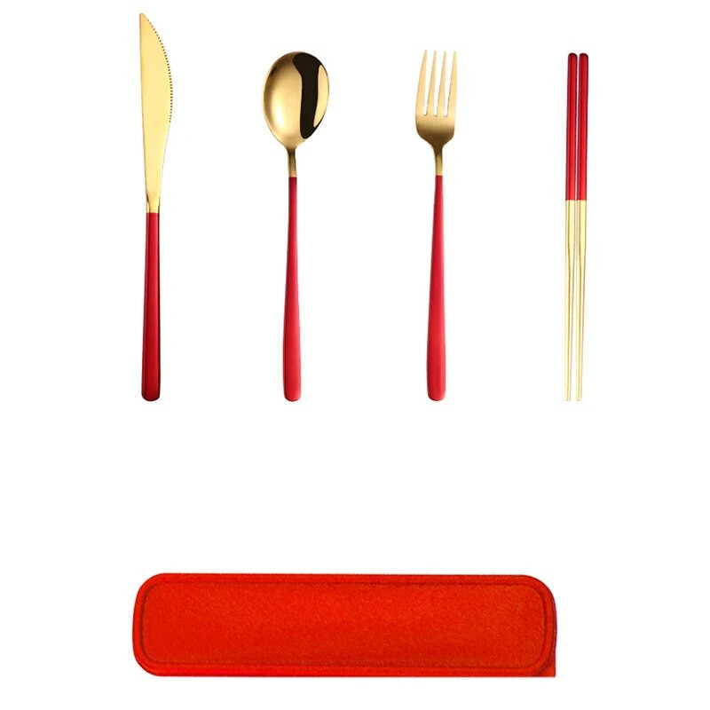 304 Φορητό σετ μαχαιροπήρουνων Σετ σερβίτσιο από ανοξείδωτο ατσάλι Πιρούνι μαχαιριών Κουτάλι φιλικό προς το περιβάλλον μαχαιροπίρουνα ταξιδιού με τσάντα κουτιού