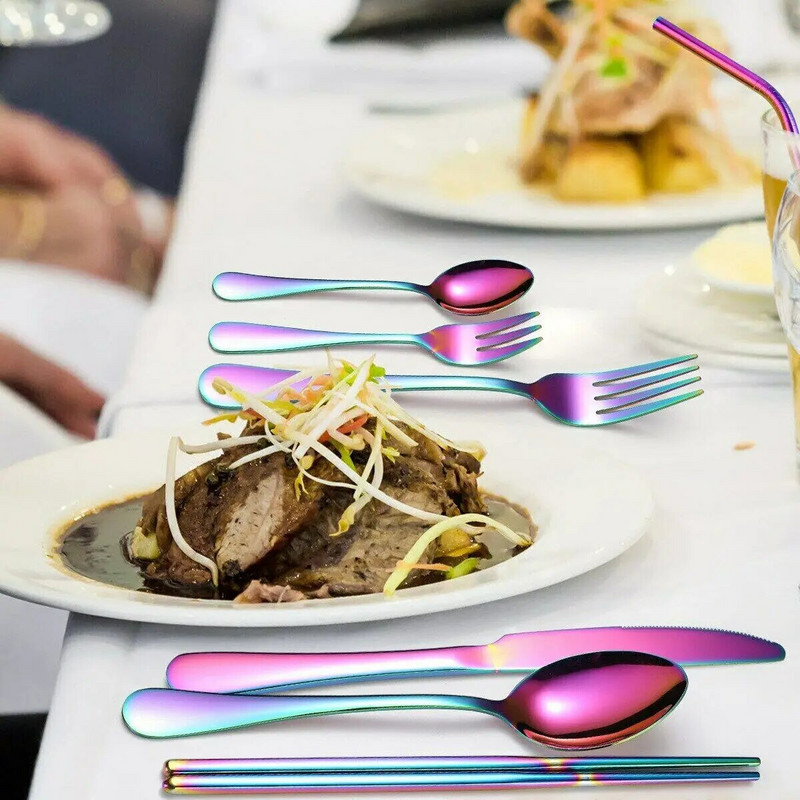 9vnt/rinkinys Stalo indai Camp stalo įrankių rinkinys Daugkartinio naudojimo kelioninių indų rinkinys su nerūdijančio plieno šaukštu šakute lazdelėmis šiaudų nešiojamas dėklas