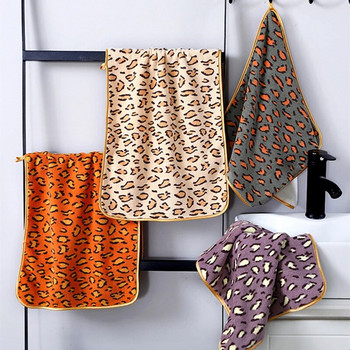 75x35cm Leopard Print Πτυσσόμενη πετσέτα μπάνιου για ενήλικες Πανί κουζίνας Μικροΐνες Απορροφητικό Γρήγορο Στέγνωμα Μαλλιών Πετσέτες προσώπου χεριών