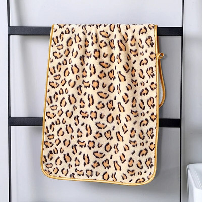 75x35cm Leopard Print salokāms vannas dvielis pieaugušajiem Virtuves trauku lupata Mikrošķiedras absorbējošs ātri žūstošs matiem Roku sejas dvieļi
