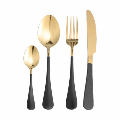 4Gb Baltā zelta nerūsējošā tērauda galda piederumu komplekts pusdienu trauku komplekts vakariņu galda piederumu komplekts ceļojumu dakšiņas naži karotes komplekts sudraba trauki