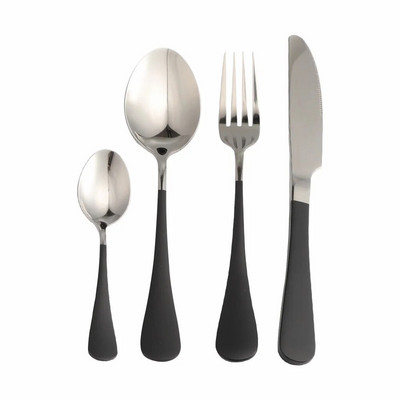 4Gb Baltā zelta nerūsējošā tērauda galda piederumu komplekts pusdienu trauku komplekts vakariņu galda piederumu komplekts ceļojumu dakšiņas naži karotes komplekts sudraba trauki