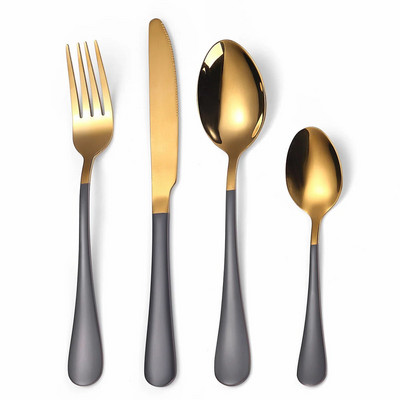 4Gb Baltā zelta nerūsējošā tērauda galda piederumu komplekts pusdienu trauku komplekts vakariņu galda piederumu komplekts ceļojumu dakšiņas naži karotes komplekts sudraba trauki