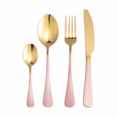 4Gb Baltā zelta nerūsējošā tērauda galda piederumu komplekts pusdienu trauku komplekts vakariņu galda piederumu komplekts ceļojumu dakšiņas naži karotes komplekts sudraba trauki