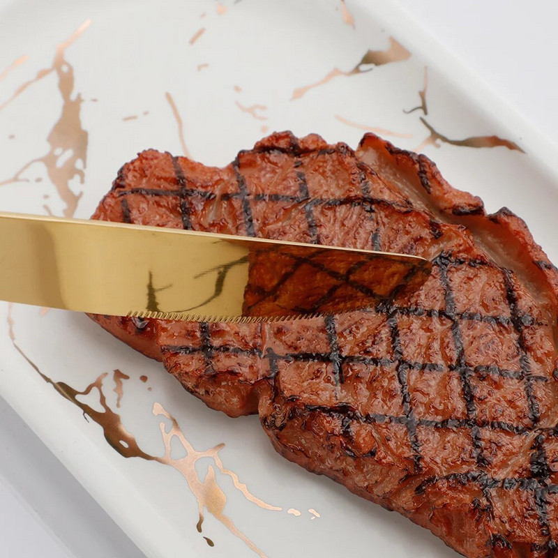 4Gb Baltā zelta nerūsējošā tērauda galda piederumu komplekts pusdienu trauku komplekts vakariņu galda piederumu komplekts ceļojumu dakšiņas naži karotes komplekts sudraba trauki