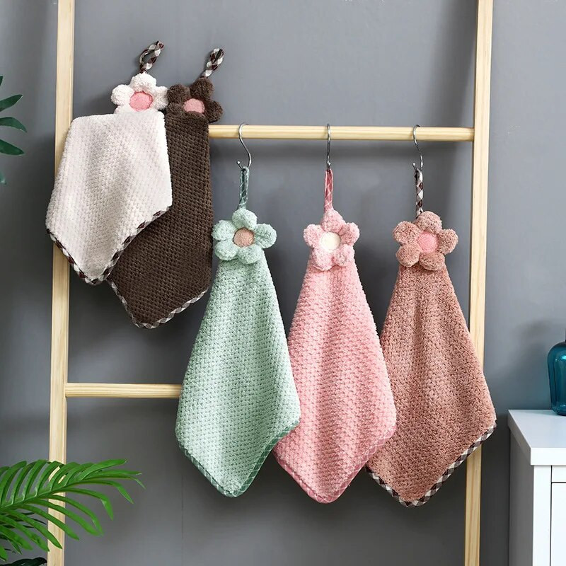 3 sekundžių greitai džiūstantis rankšluostis virtuvės koralų vilnai, sutirštintas, sugeriantis indų valymo audinys Saulės gėlės tipo grotelių tekstūra