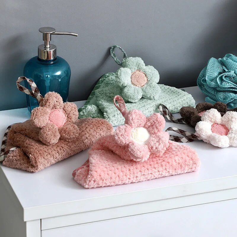 3 sekundžių greitai džiūstantis rankšluostis virtuvės koralų vilnai, sutirštintas, sugeriantis indų valymo audinys Saulės gėlės tipo grotelių tekstūra