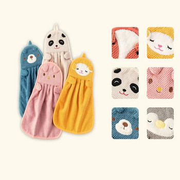 6PC Прекрасна анимационна детска микрофибърна суха кърпа за ръце за деца Мека плюшена тъкан Абсорбираща кърпа за закачане Кухня Баня Кърпа за баня
