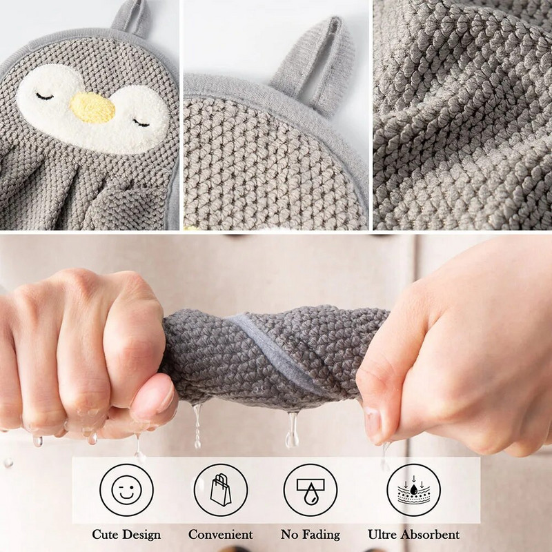 6PC Jauki multfilmu bērnu mikrošķiedras roku sauss dvielis bērniem Mīksts plīša audums uzsūcošs dvielis virtuves vannas istabas vannas salvete