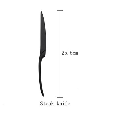 1db Fekete Evőeszközök Szállodai Étterem Picnic Trip Hordozható evőeszközök Rozsdamentes acél fém étkészlet Konyhai étkészlet