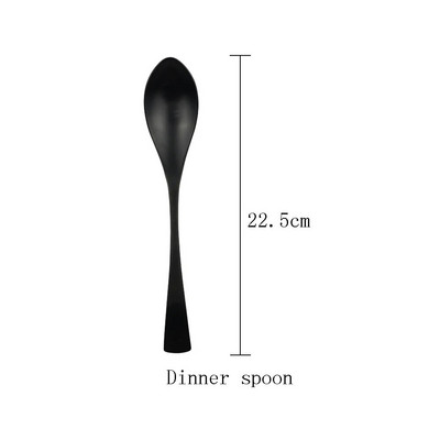 1db Fekete Evőeszközök Szállodai Étterem Picnic Trip Hordozható evőeszközök Rozsdamentes acél fém étkészlet Konyhai étkészlet