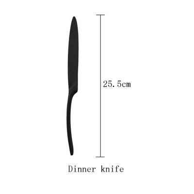 1db Fekete Evőeszközök Szállodai Étterem Picnic Trip Hordozható evőeszközök Rozsdamentes acél fém étkészlet Konyhai étkészlet