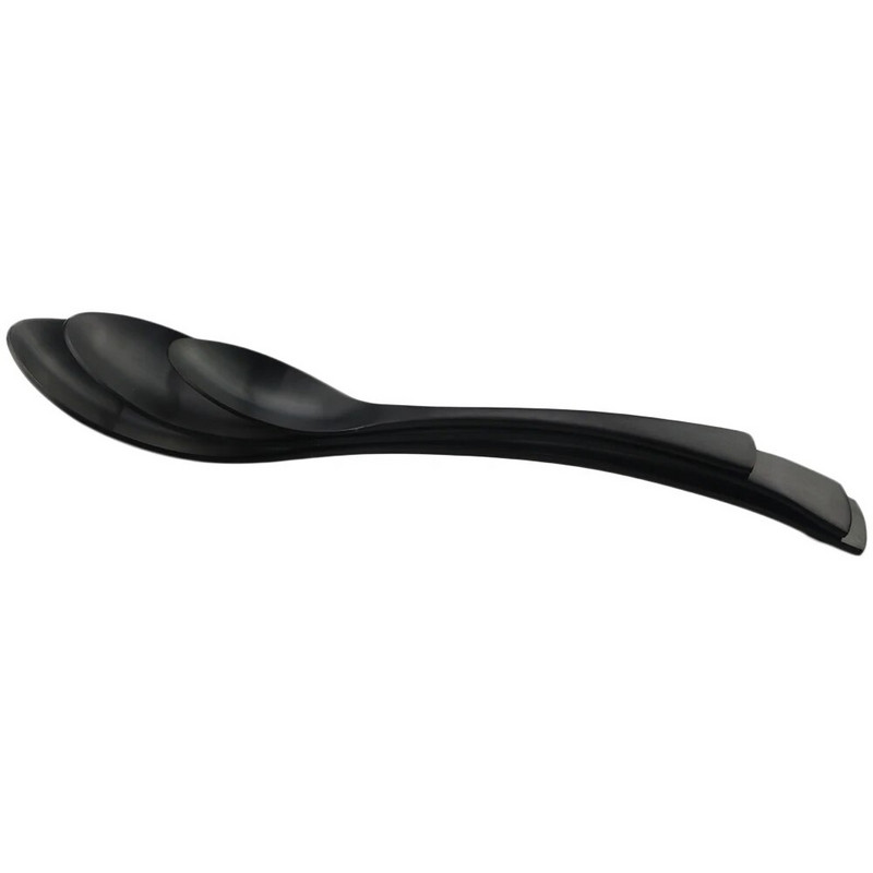 1db Fekete Evőeszközök Szállodai Étterem Picnic Trip Hordozható evőeszközök Rozsdamentes acél fém étkészlet Konyhai étkészlet