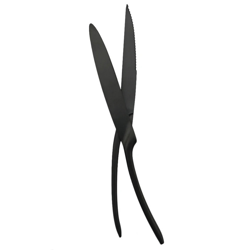 1db Fekete Evőeszközök Szállodai Étterem Picnic Trip Hordozható evőeszközök Rozsdamentes acél fém étkészlet Konyhai étkészlet