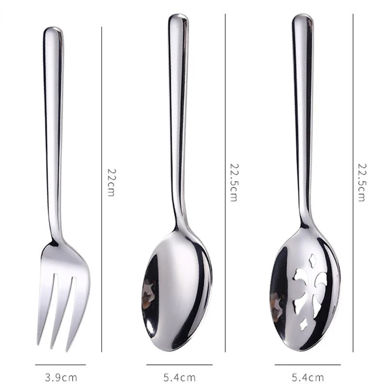 Dobs, liels salātu pasniegšanas karote nerūsējošā tērauda sabiedriskie galda piederumi trauku sadales karotes galda dakša caurduris Rietumu galda piederumi