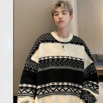 Πουλόβερ με μοτίβο φθινοπώρου και χειμώνα με ρίγες για άνδρες Sense Of Design Casual και ευέλικτο πουλόβερ σε κορεατικό στυλ