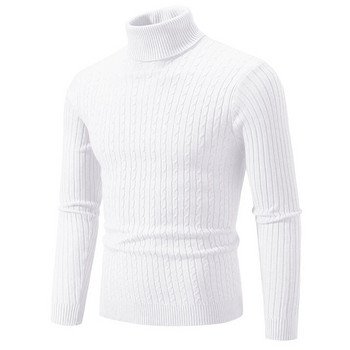 Νέο ανδρικό πουλόβερ με ψηλό λαιμό μονόχρωμο πουλόβερ πλεκτό ζεστό casual μπλούζα με ζιβάγκο μάλλινα ανδρικά χειμωνιάτικα μπλουζάκια για εξωτερικούς χώρους