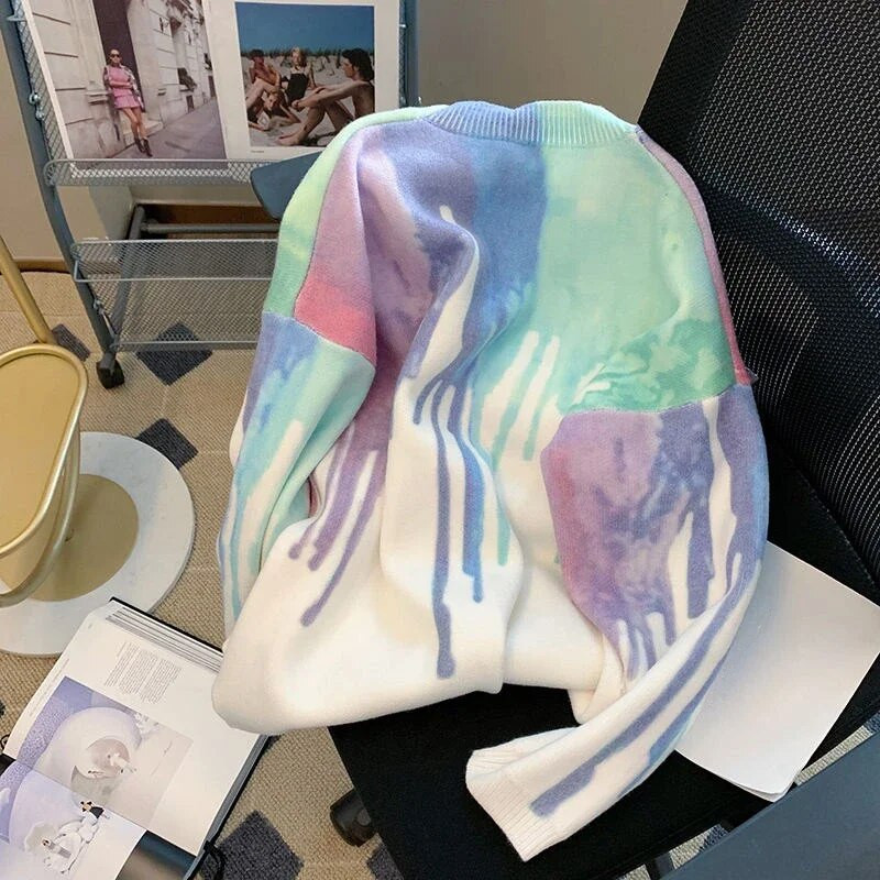 Trikotāžas džemperis Vīriešu Apakškakla Vīriešu Apģērbs Balts Puloveri Apaļas apkakles Kaklasaites Krāsa Vecs Korejiešu 2023 Rudens Liels Liels Izmērs AX