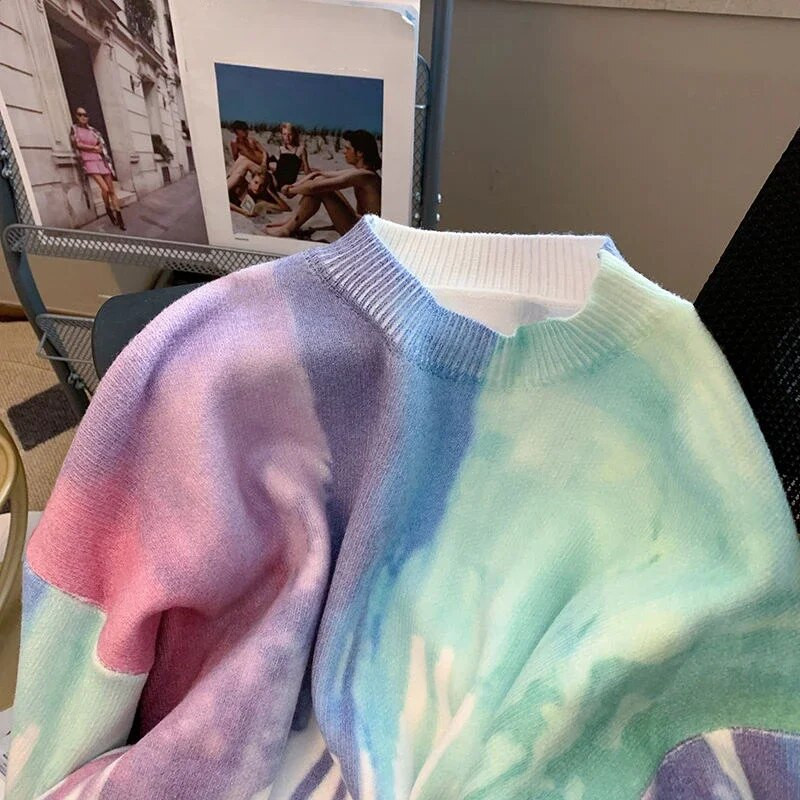 Trikotāžas džemperis Vīriešu Apakškakla Vīriešu Apģērbs Balts Puloveri Apaļas apkakles Kaklasaites Krāsa Vecs Korejiešu 2023 Rudens Liels Liels Izmērs AX